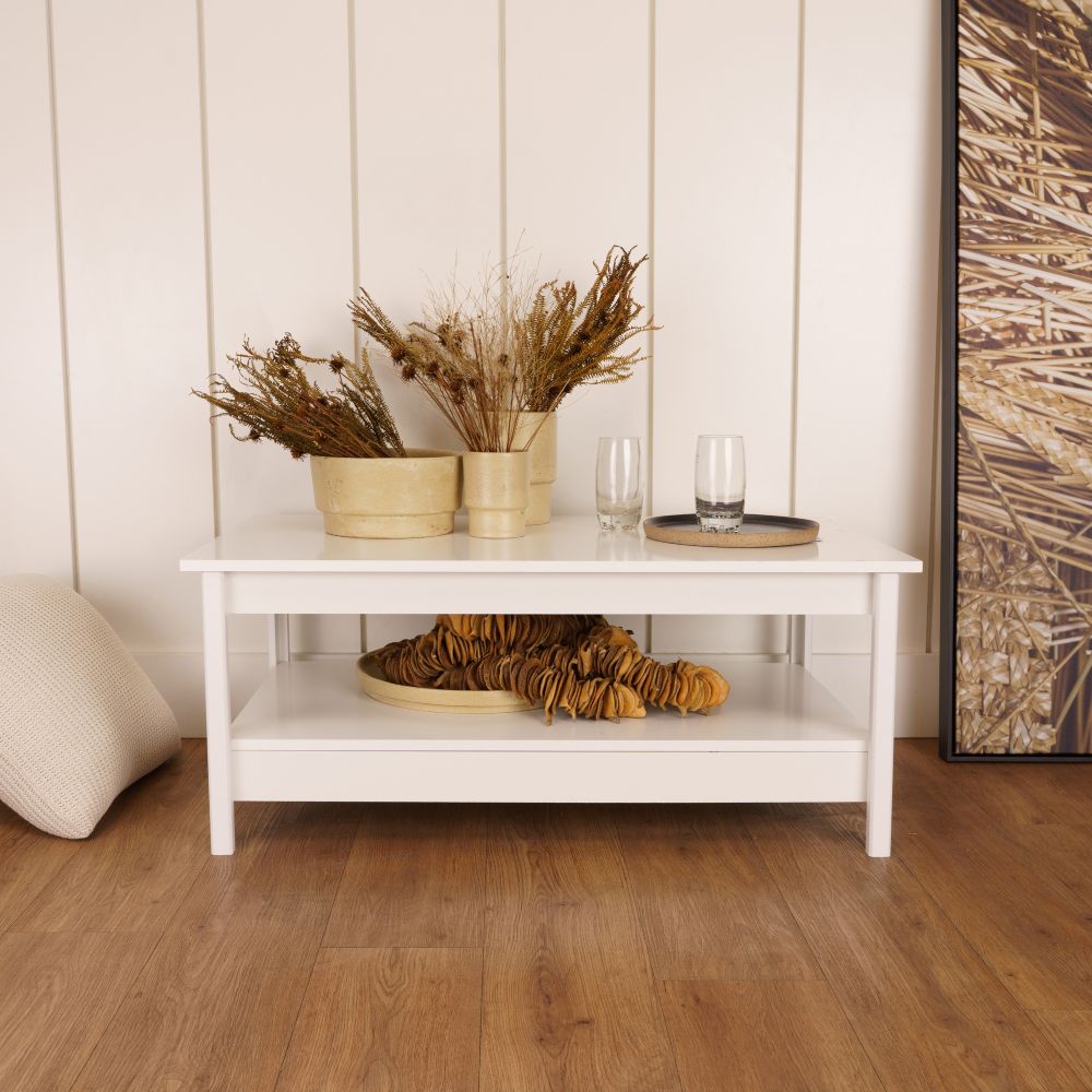 Mesa de Centro Retangular em Madeira 96 cm para Sala de Estar