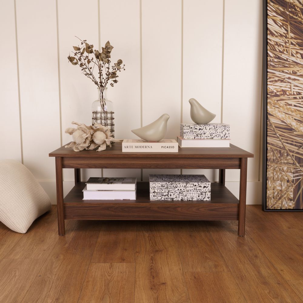 Mesa de Centro Retangular em Madeira 96 cm para Sala de Estar
