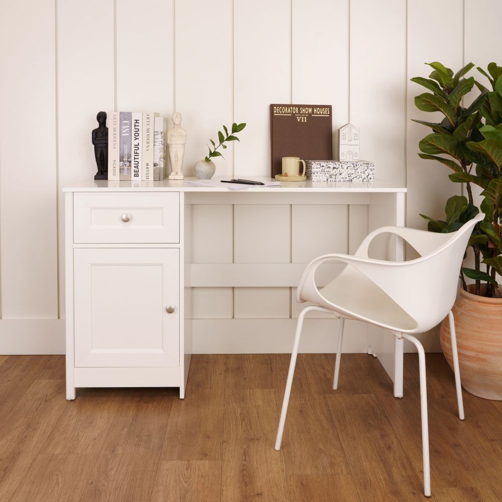 Mesa para Escritório Escrivaninha em Madeira 95 cm 1 Porta 1 Gaveta
