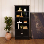 Estante Decorativa em Madeira 80 cm com 4 Prateleiras 2 Portas