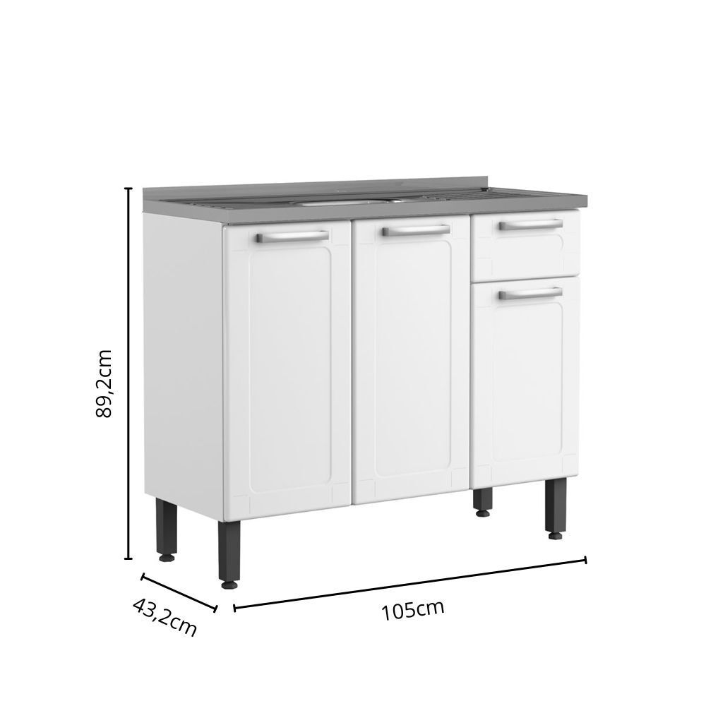 Cozinha Compacta em Aço com Pia 1 Gaveta Múltipla Bertolini