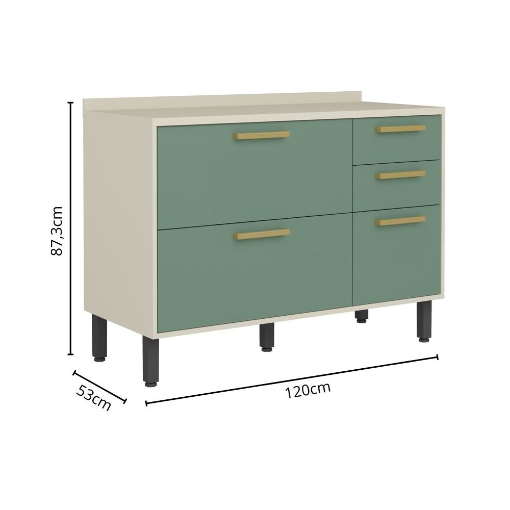 Cozinha Compacta em Madeira 4 peças com Tampo Bossa Nova Bertolini