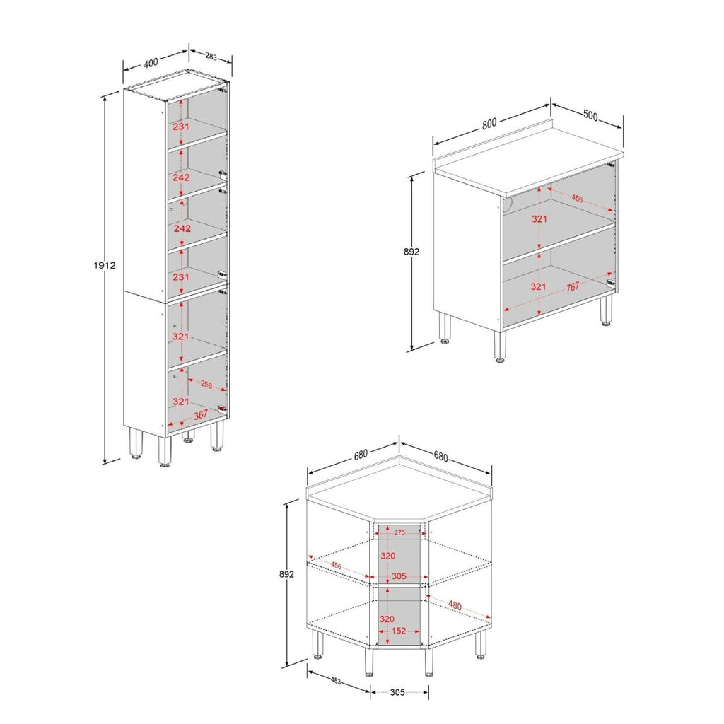 Cozinha Completa de Canto em Aço 9 Peças Bella Bertolini