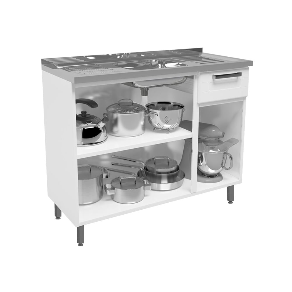 Cozinha Compacta em Aço com Pia 1 Gaveta Múltipla Bertolini