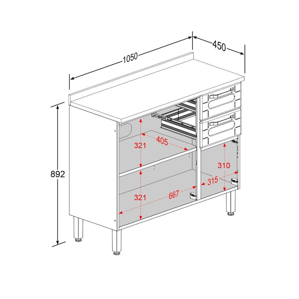 Cozinha Compacta em Aço com Tampo MDP 6 Portas 2 Gavetas Colors Bertolini