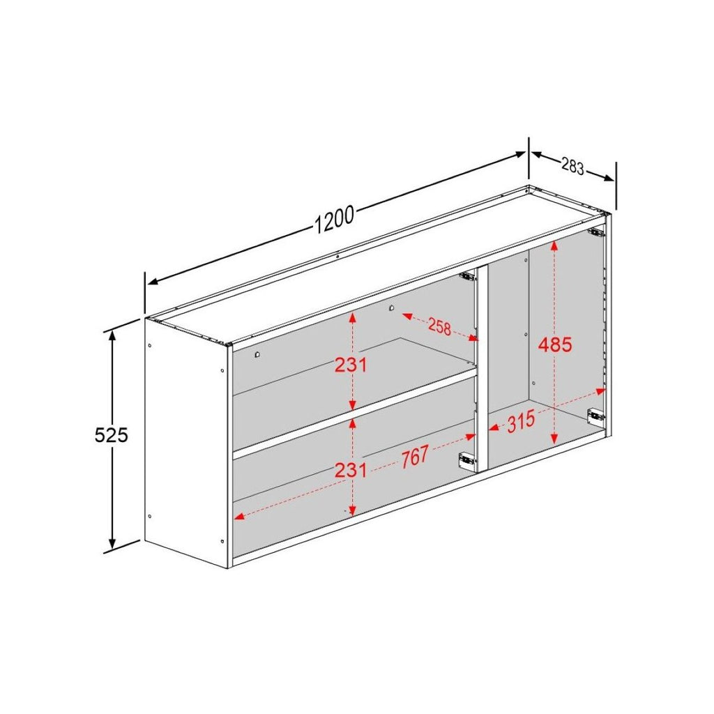 Armário Aéreo de Cozinha em Aço 3 Portas de Vidro Bella Bertolini