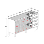 Balcão de Cozinha em Aço 3 Portas 4 Gavetas Gourmet Bertolini