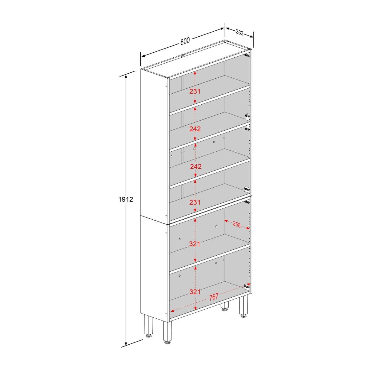 Paneleiro de Cozinha em Aço Portas com Palha Essência Bertolini