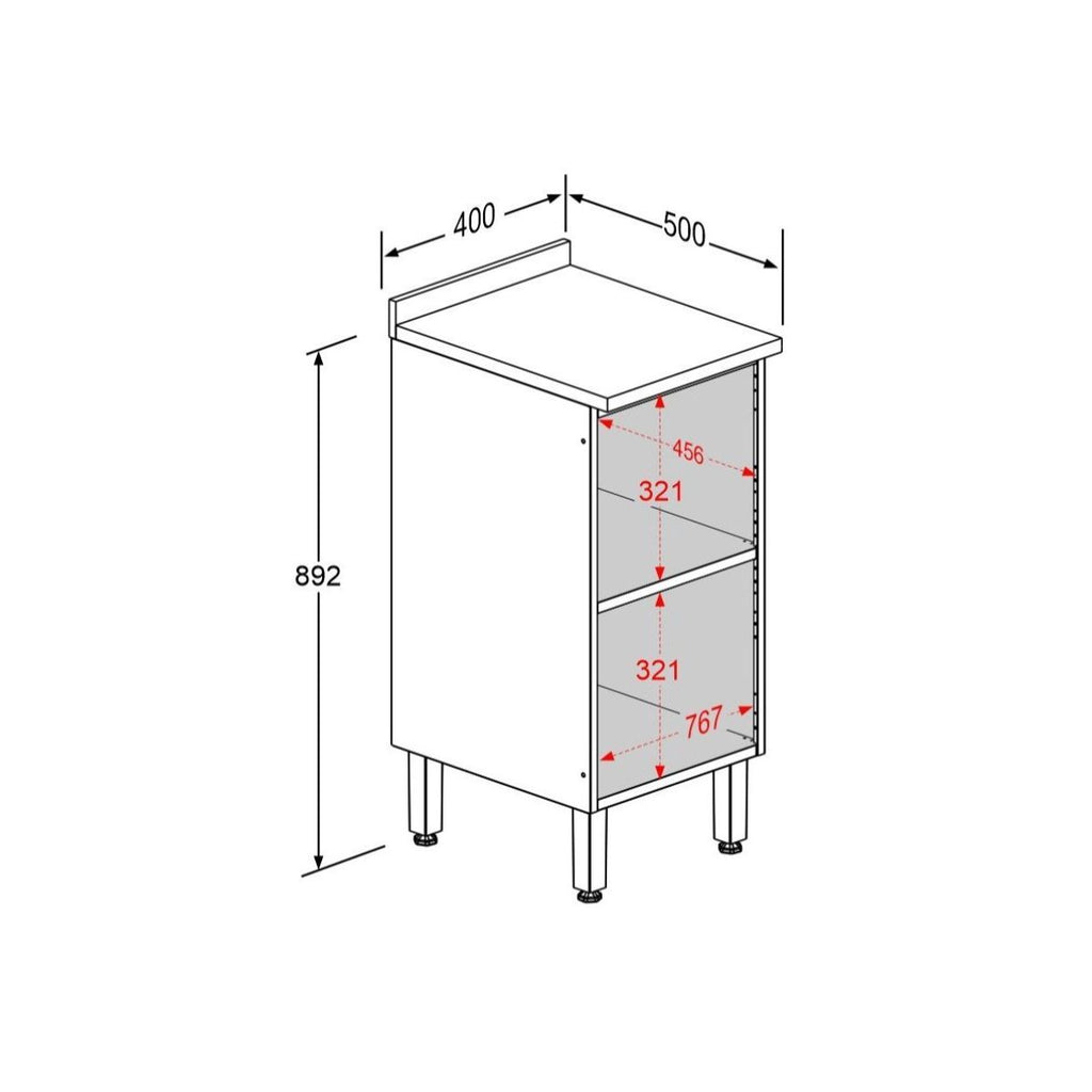 Balcão de Cozinha em Aço 40cm com Tampo 1 Porta Gourmet Bertolini