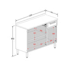 Balcão de Cozinha em Aço com Tampo 3 Portas e 1 Gaveta Gourmet Bertolini