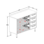 Balcão de Cozinha em Aço com Tampo 3 Portas 4 Gavetas Gourmet Bertolini