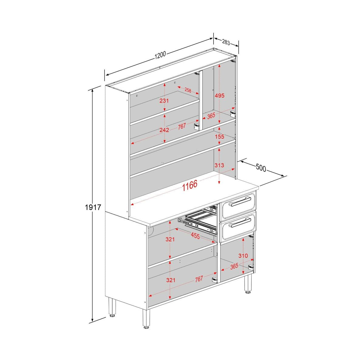 Cozinha Compacta de Aço 6 Portas 2 Gavetas Bella Bertolini