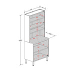 Armário de Cozinha em Aço 4 Portas com 2 Vidros Bella Bertolini