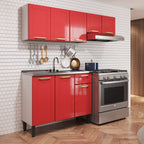 Cozinha Compacta com Pia 1 Gaveta 8 Portas Colors Bertolini