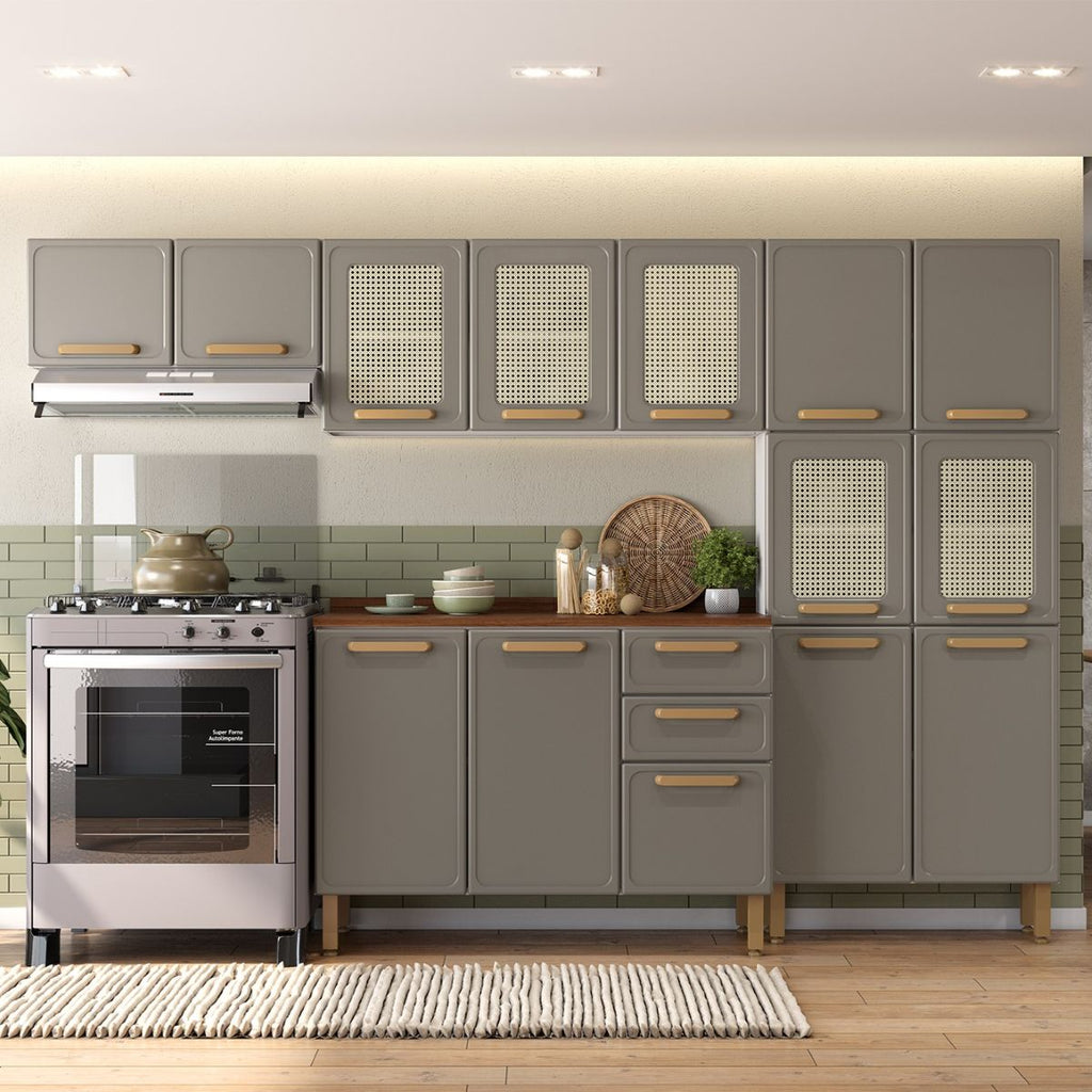 Cozinha Completa em Aço 14 Portas 2 Gavetas Essência Bertolini