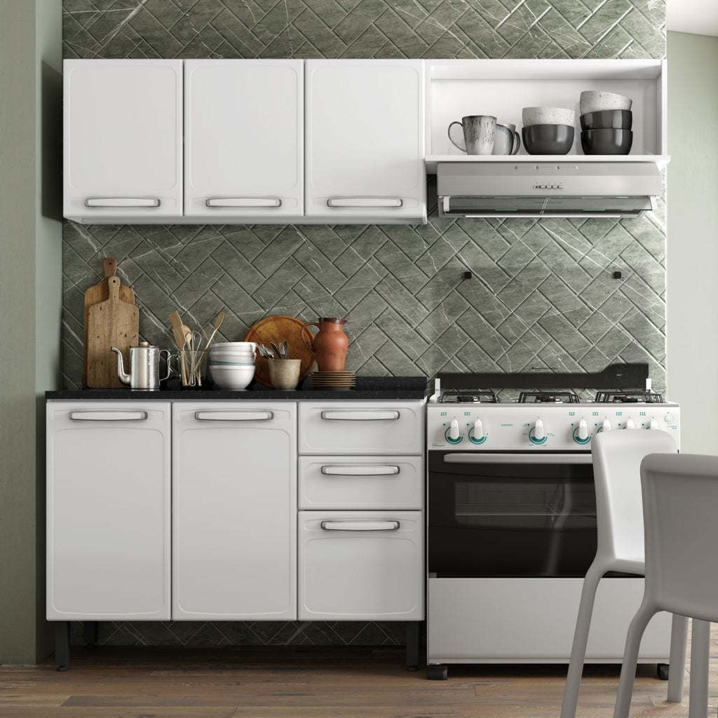 Cozinha Compacta em Aço 6 Portas 2 Gavetas Evidence Bertolini