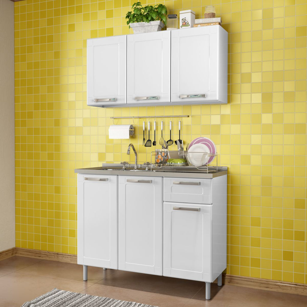 Cozinha Compacta em Aço com Pia 1 Gaveta Múltipla Bertolini