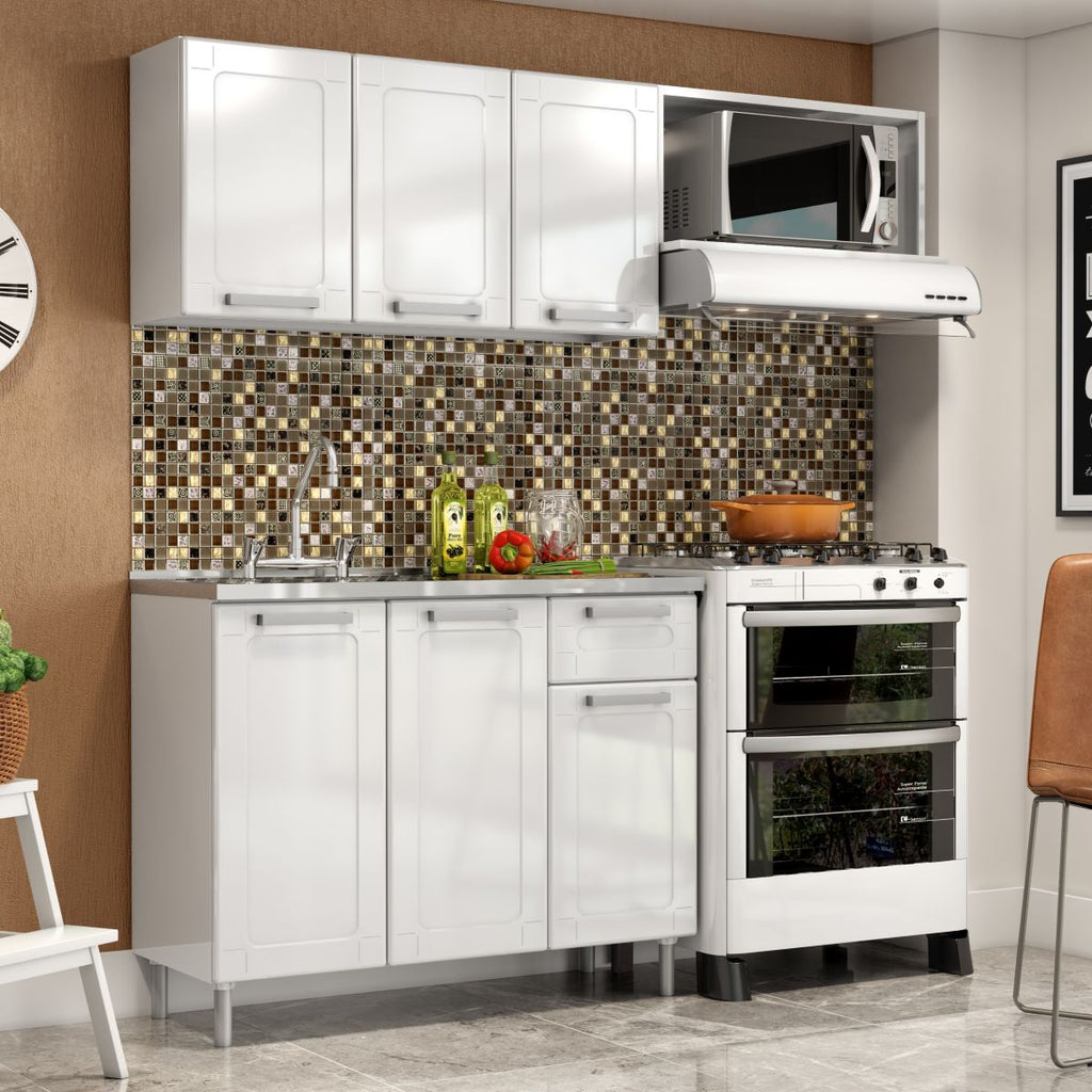 Cozinha Completa em Aço com Pia 6 Portas Múltipla Bertolini