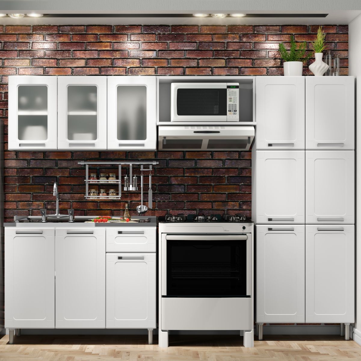 Cozinha Completa em Aço com Pia 12 Portas Múltipla Bertolini