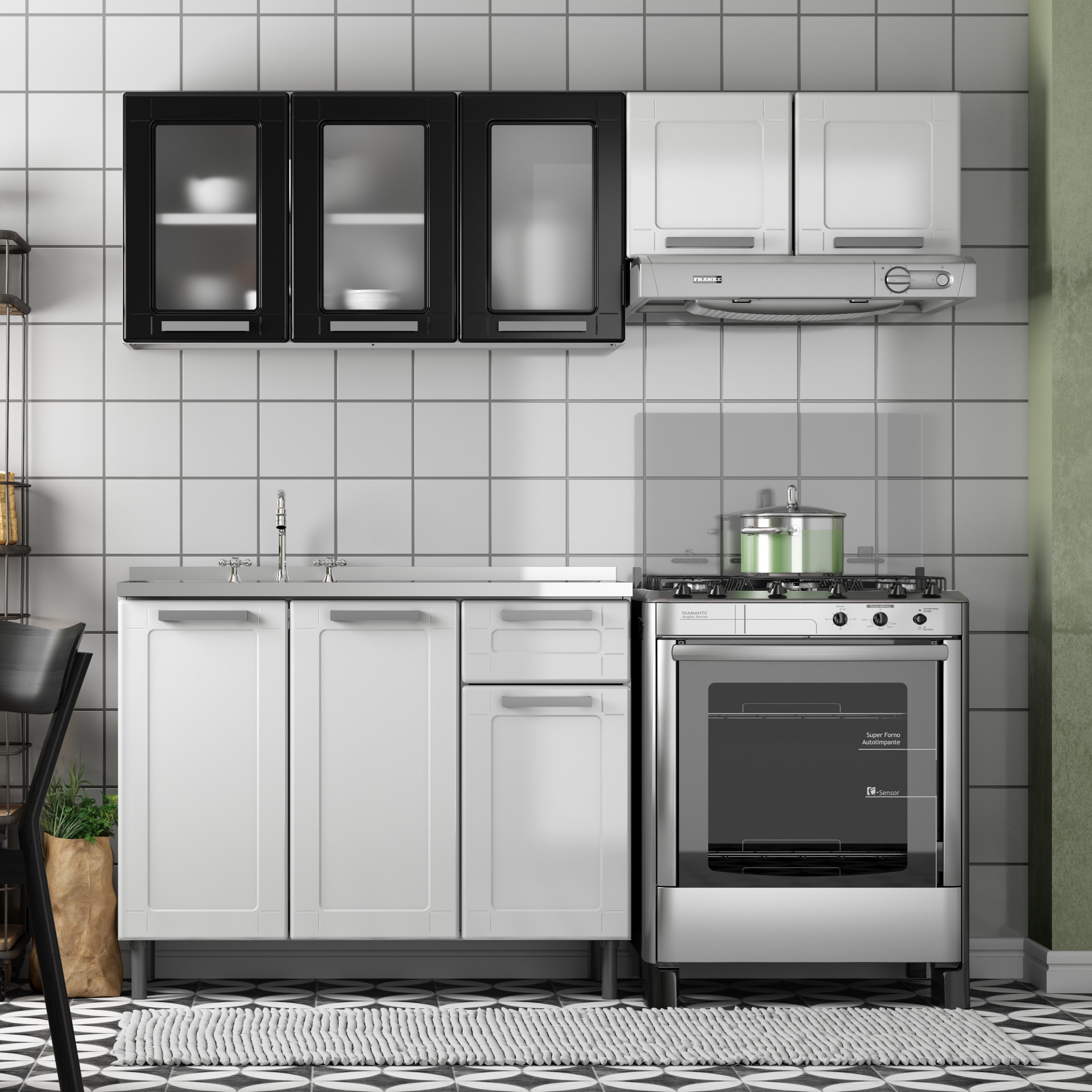 Cozinha Completa Aço com Pia 8 Ptas 1 Gav Múltipla Bertolini