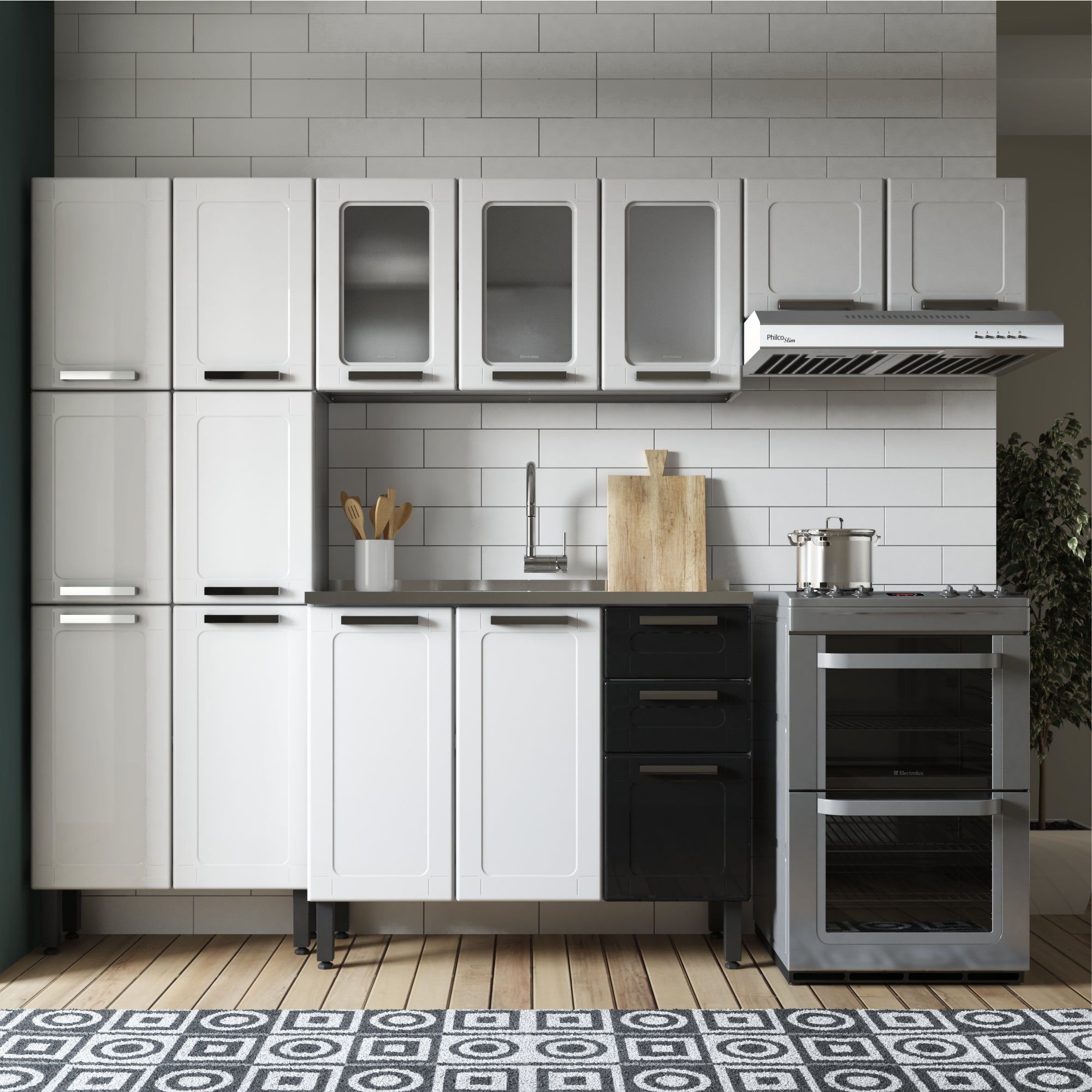 Cozinha Completa em Aço com Pia 2Gav 14Ptas Múltipla Bertolini