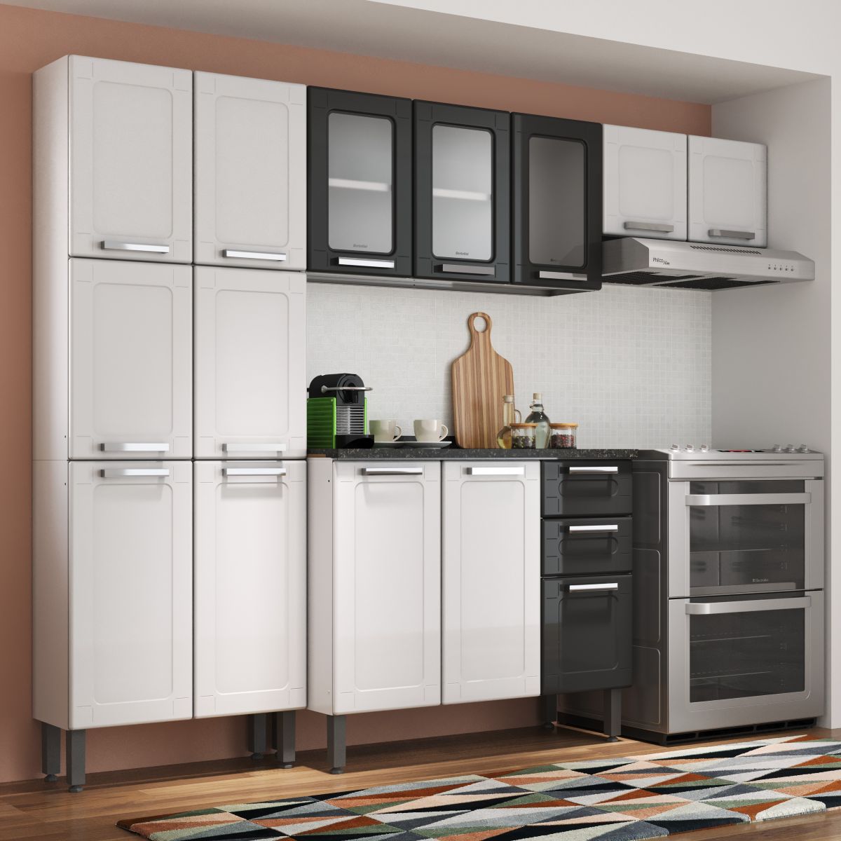 Cozinha Completa Múltipla em Aço 14 Portas 2 Gavetas Bertolini