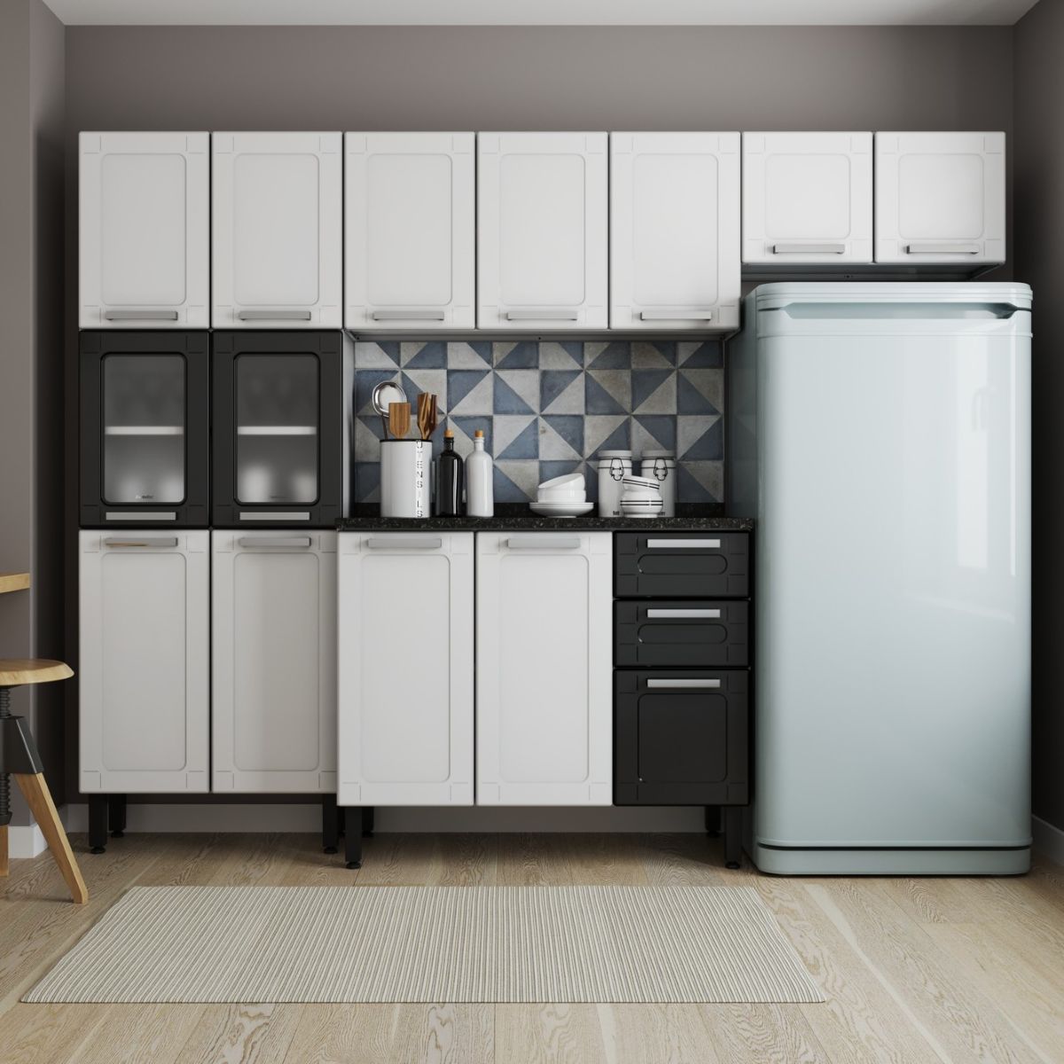 Cozinha Completa Aço Múltipla 14 Portas 2 Gavetas Bertolini