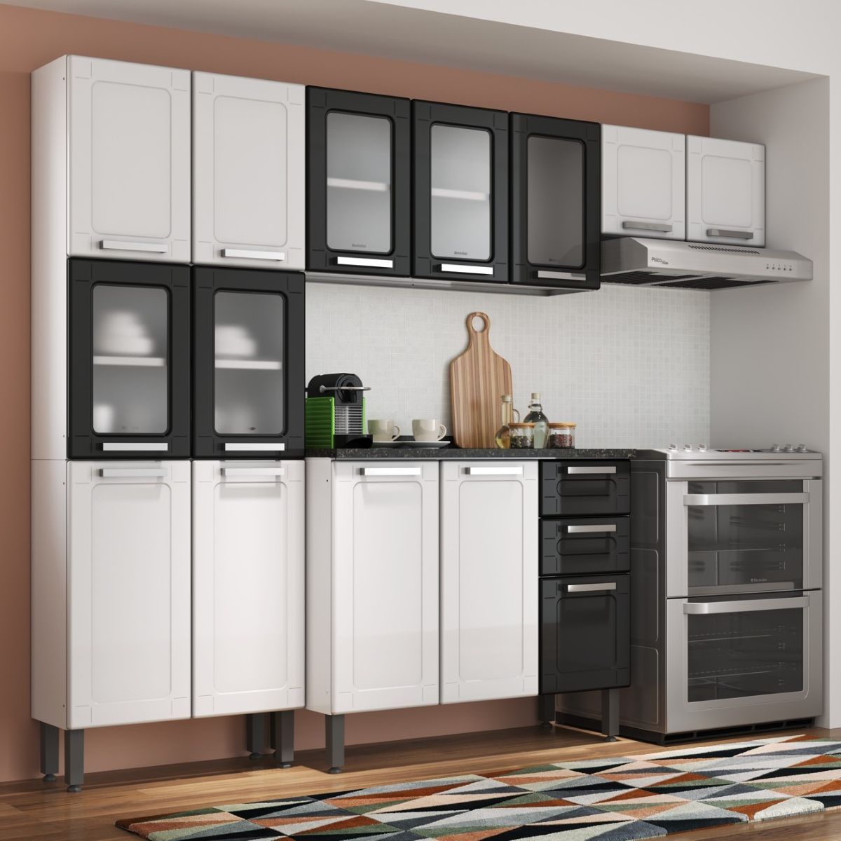 Cozinha Completa em Aço 14 Ptas 2 Gavetas Múltipla Bertolini