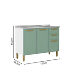 Cozinha Completa em Aço com Pia 9 Portas 2 Gavetas Bella Bertolini