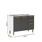 Cozinha Completa em Aço com Pia 2 Gavetas 14 Portas Bella Bertolini