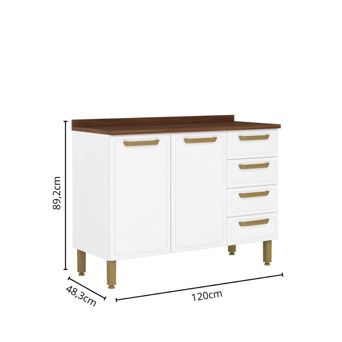 Cozinha Completa em Aço com Tampos em MDP 13 Ptas 4 Gav Bella Bertolini