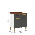 Cozinha Completa em Aço 11 Portas 2 Gavetas com Tampos em MDP Bella Bertolini