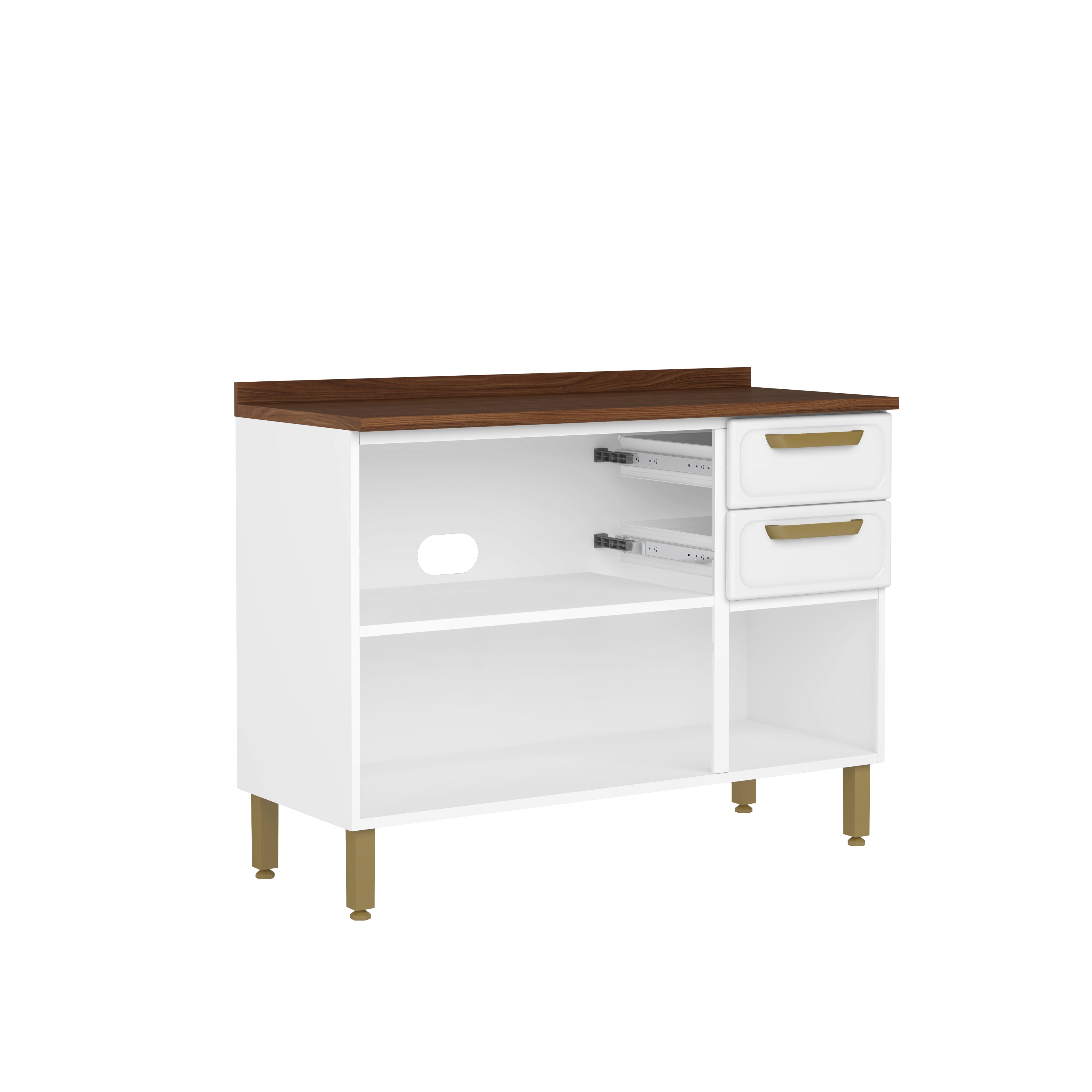 Balcão de Cozinha em Aço com Tampo 3 Portas 2 Gavetas Bella Bertolini