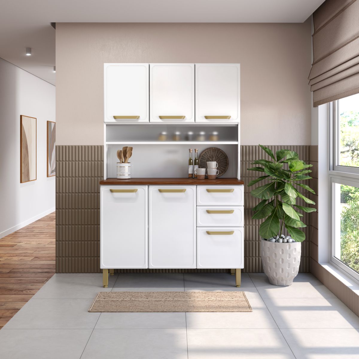 Cozinha Compacta de Aço 6 Portas 2 Gavetas Bella Bertolini