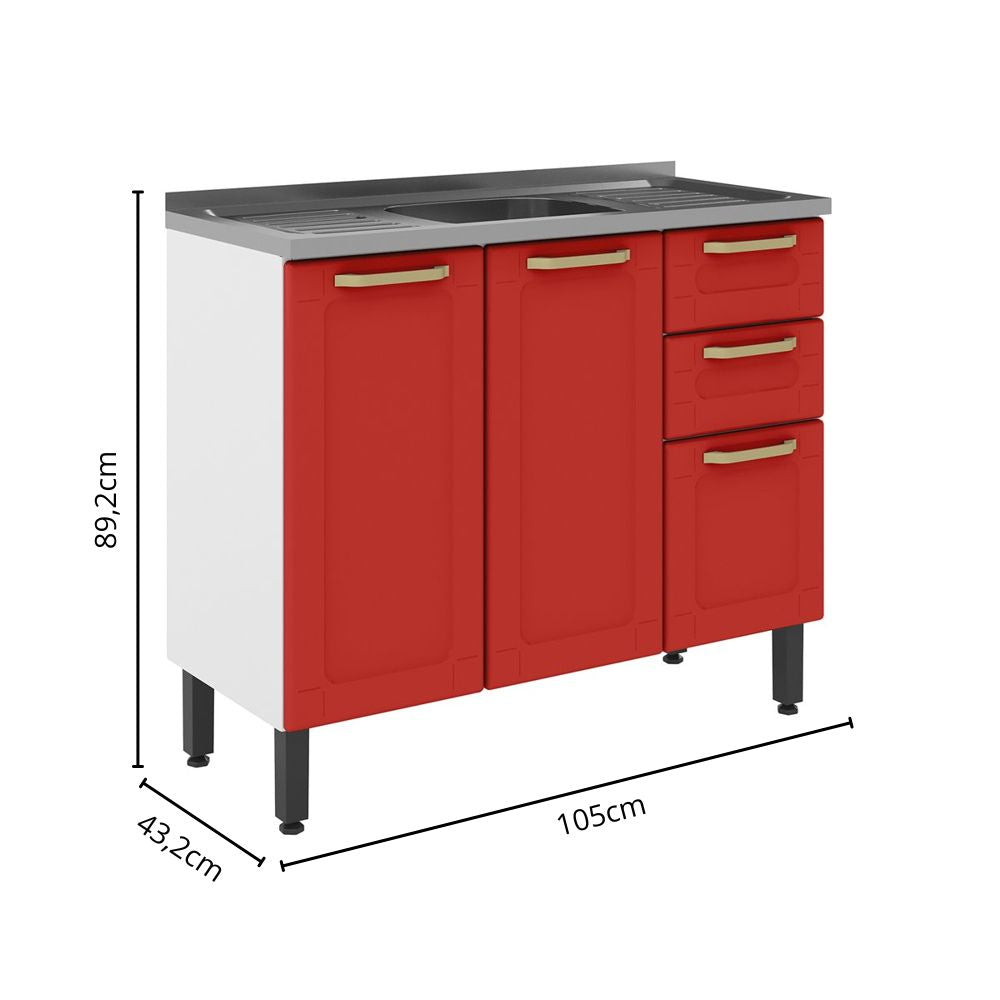 Cozinha Compacta com Pia 1 Gaveta 8 Portas Colors Bertolini