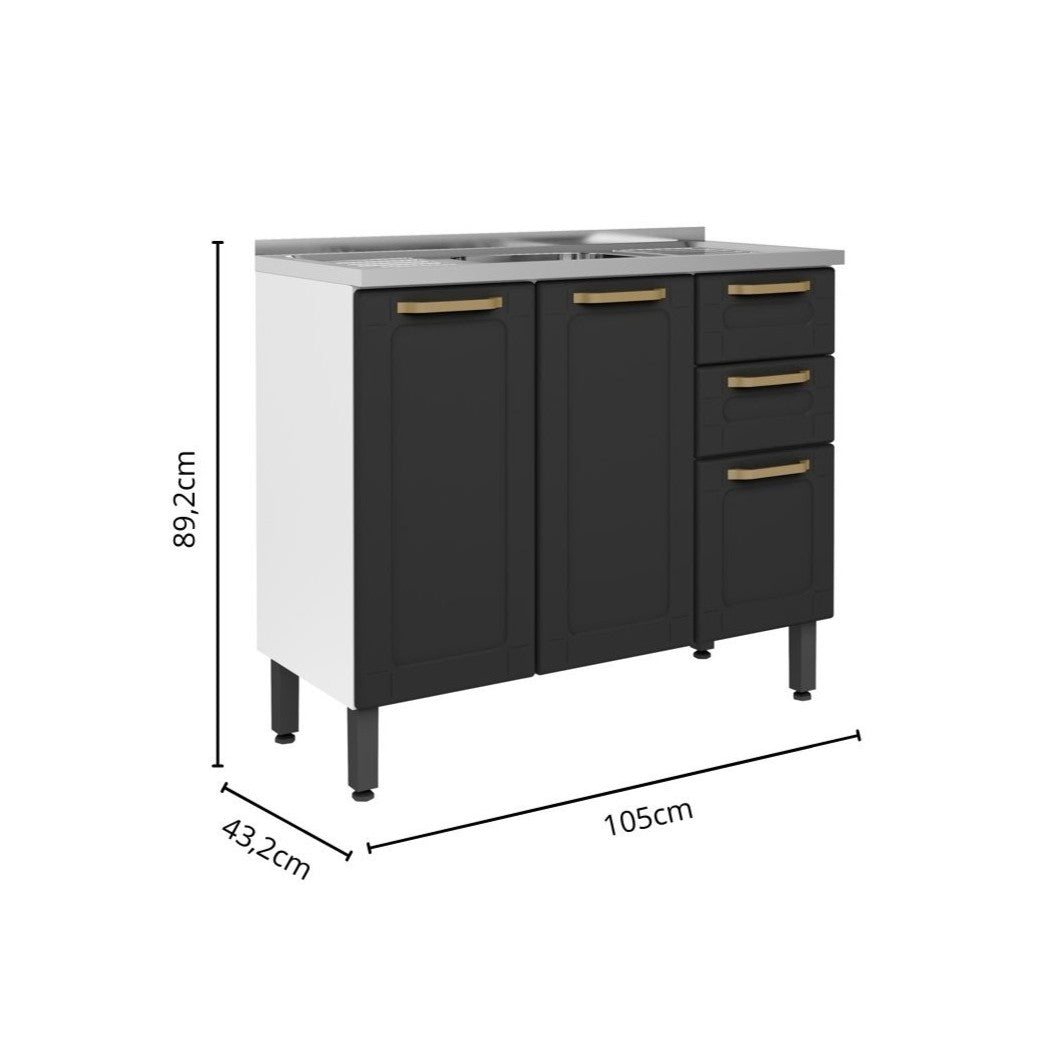 Cozinha Compacta com Pia 2 Gavetas 6 Portas Colors Bertolini