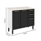 Cozinha Compacta em Aço com Tampo MDP 6 Portas 2 Gavetas Colors Bertolini