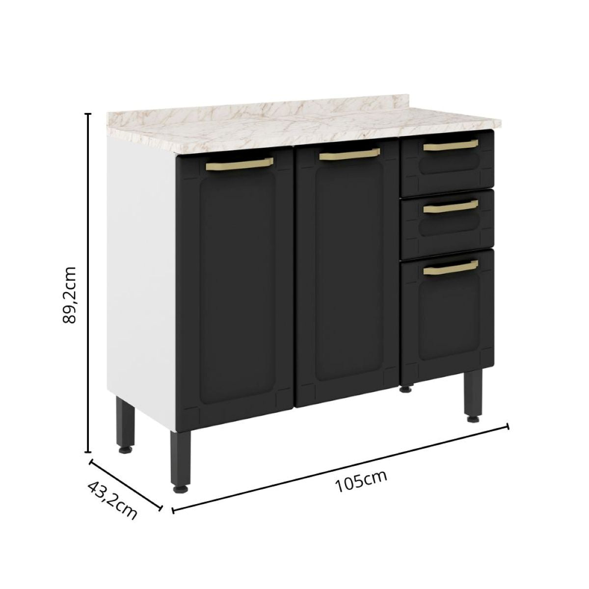 Cozinha Compacta em Aço com Tampo MDP 6 Portas 2 Gavetas Colors Bertolini