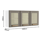 Armário Aéreo de Cozinha em Aço 3 Portas com Palha Essência Bertolini