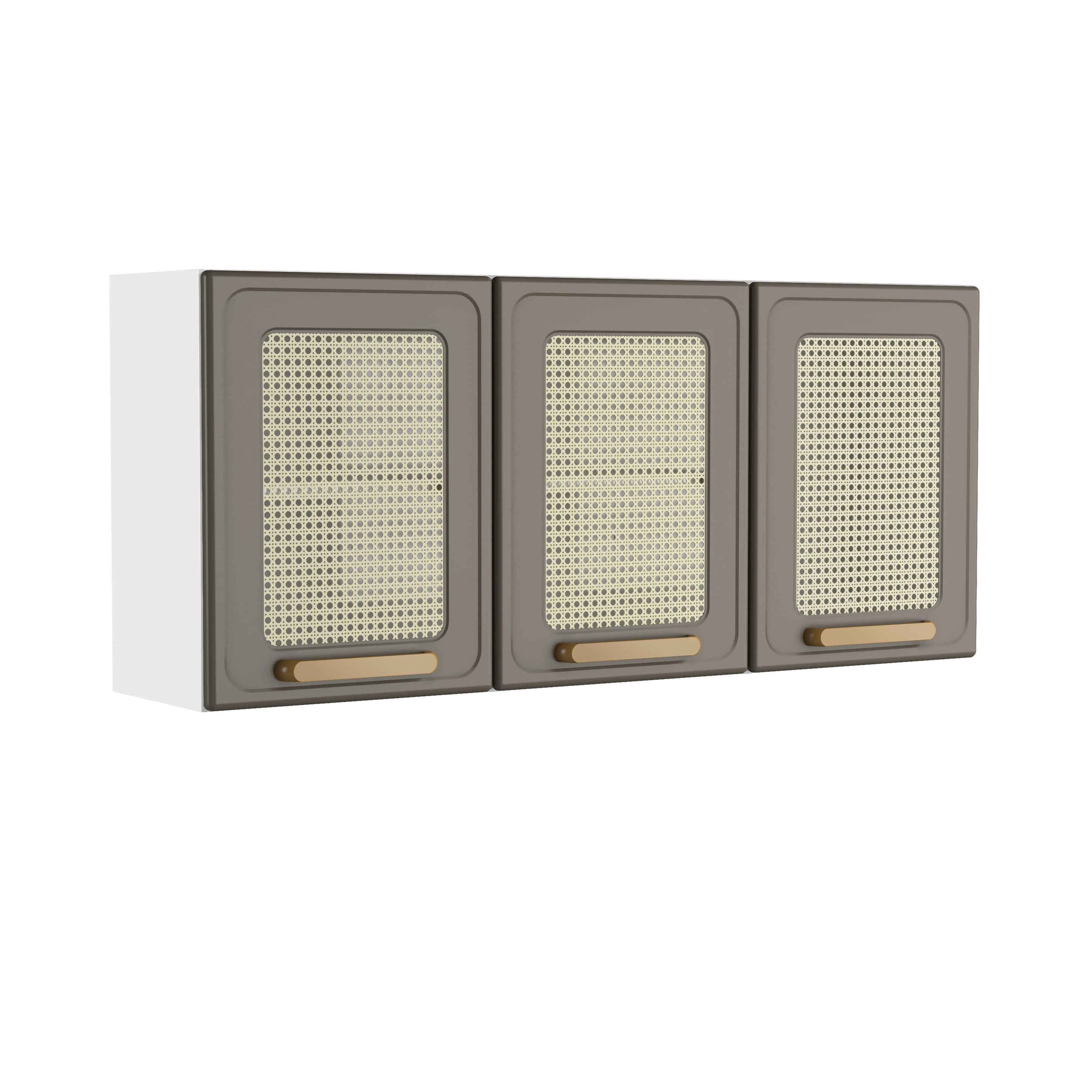 Armário Aéreo de Cozinha em Aço 3 Portas com Palha Essência Bertolini