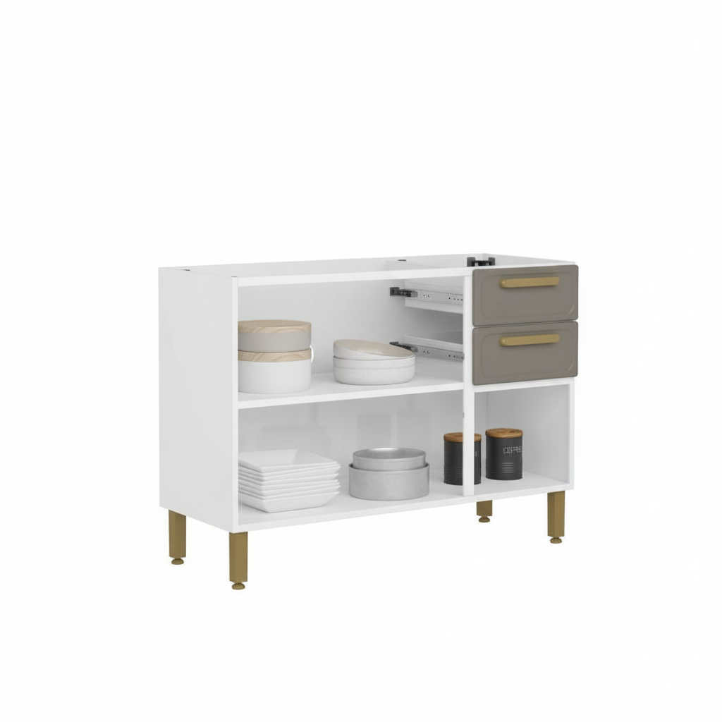 Balcão de Cozinha em Aço com 3 Portas 2 Gavetas Essência Bertolini