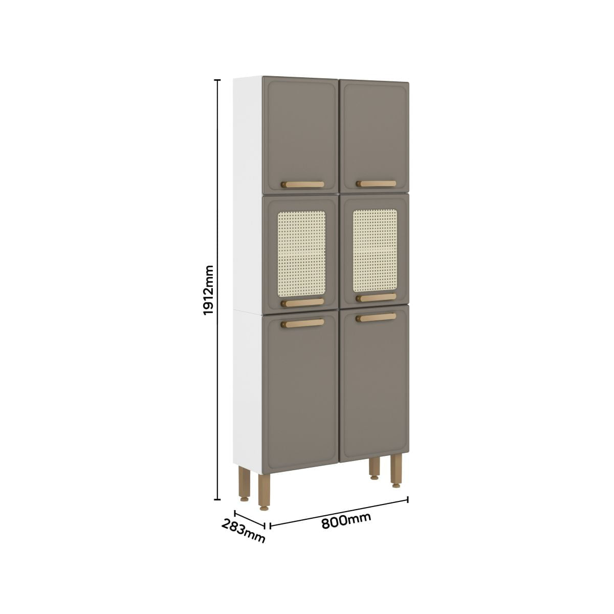 Paneleiro de Cozinha em Aço Portas com Palha Essência Bertolini