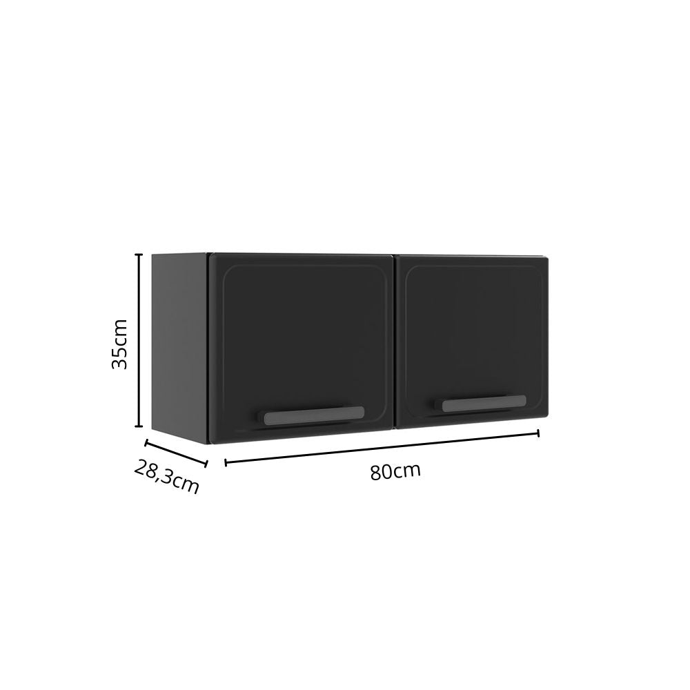 Cozinha Compacta em Aço com Tampo 8 Portas 2 Gavetas Estilo Bertolini