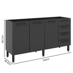 Cozinha Compacta em Aço Sem Pia 8 Portas 4 Gavetas Estilo Bertolini