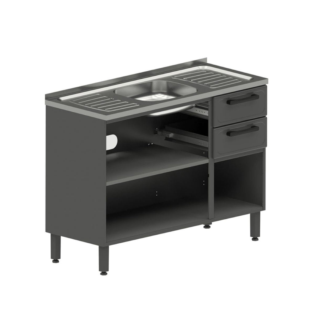 Cozinha Compacta em Aço com Pia 8 Portas 2 Gavetas Estilo Bertolini