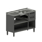 Cozinha Compacta em Aço com Pia 8 Portas 2 Gavetas Estilo Bertolini