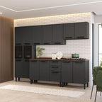 Cozinha Completa em Aço com Tampo 16 Portas 2 Gavetas Estilo Bertolini