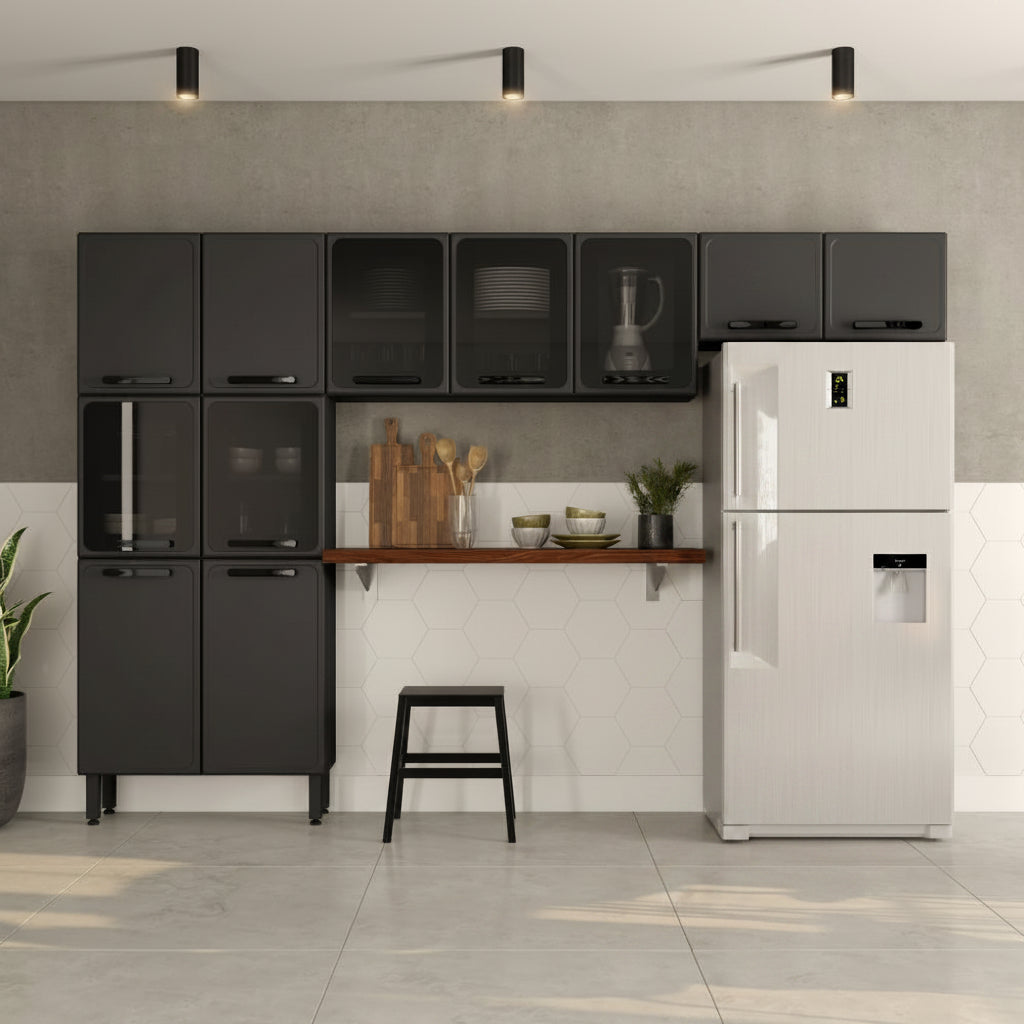Cozinha de Aço Compacta 3 Peças Estilo Bertolini