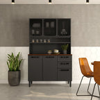 Cozinha Compacta Aço 6 Portas 3 Vidros 2 Gavetas Estilo Bertolini
