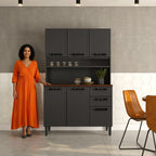 Cozinha Compacta Aço 6 Portas 2 Gavetas Estilo Bertolini